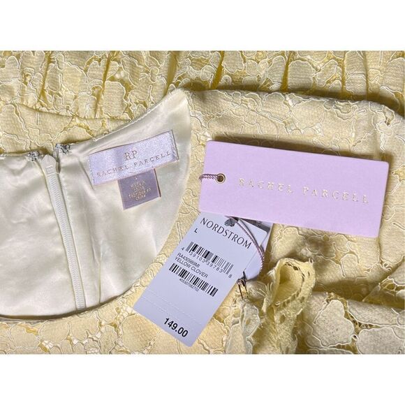 Rachel Parcell NWT Yellow Short Sleeve Lace Dress Size Large Nordstrom - Picture 5 of 5